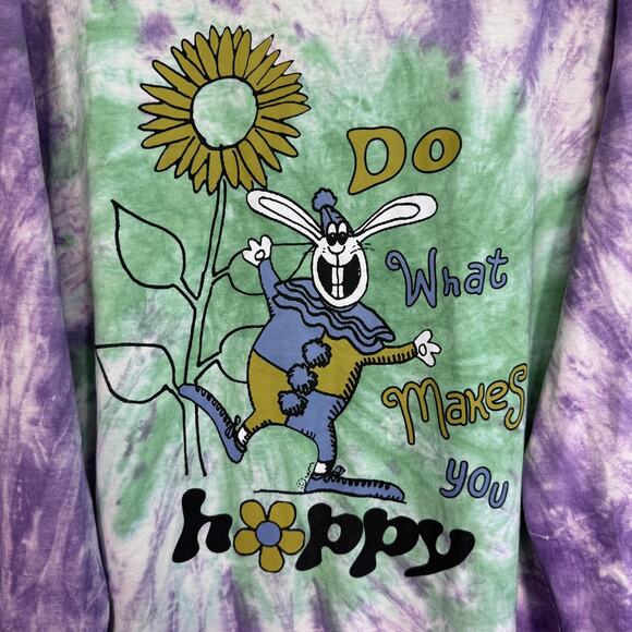 BDG Urban Outfitters Shirt Mens Medium Tie Dye Do What Makes You Happy Bunny Tee - Picture 4 of 9
